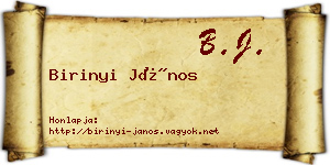 Birinyi János névjegykártya