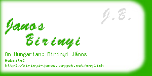 janos birinyi business card